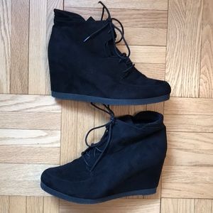 UNISA Black Suede wedge booties. Size 10M